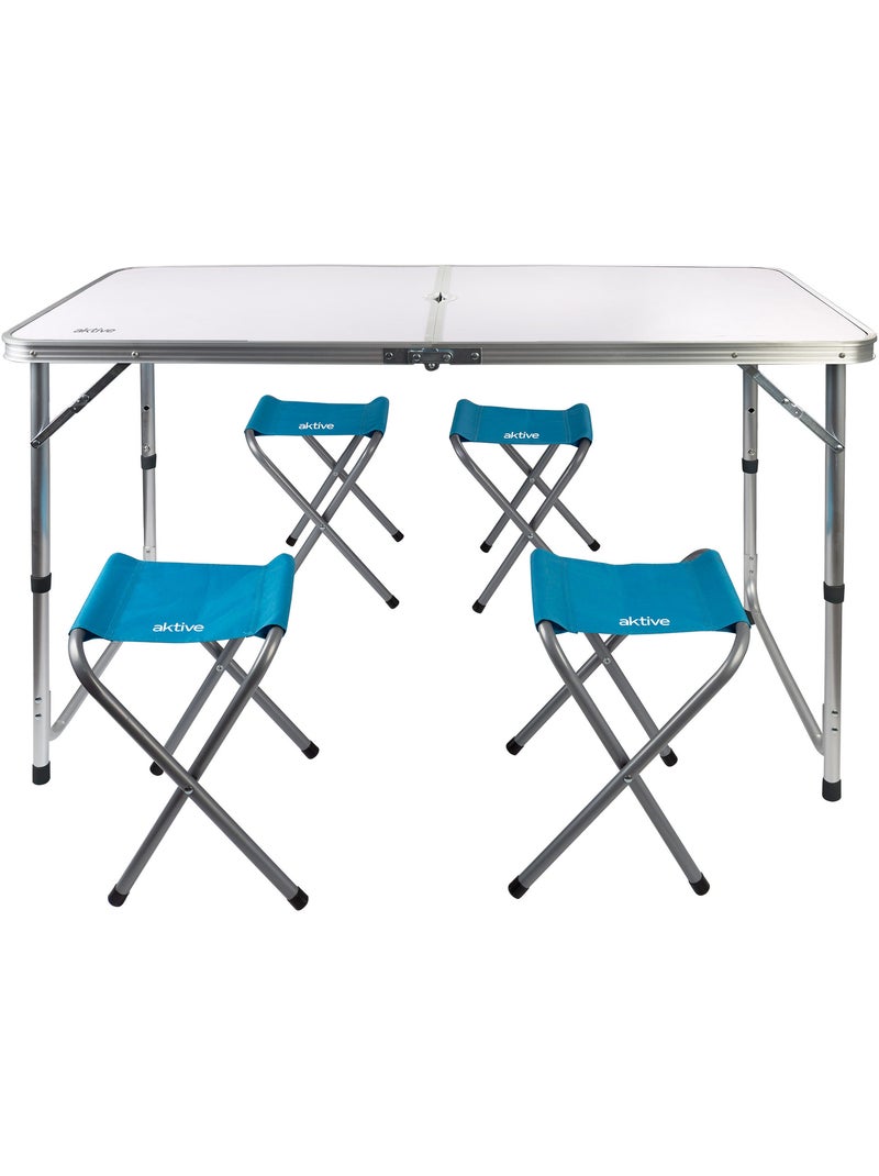 Table pliante réglable en hauteur avec 4 tabourets aktive Bois naturel - Kiabi