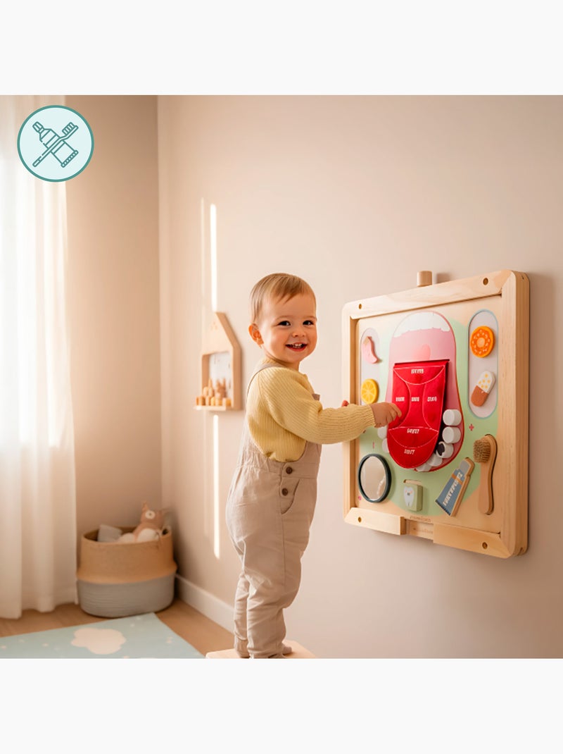 Tableau busy board bois dentiste 45x45cm hygiene dentaire saveurs mamabrum N/A - Kiabi