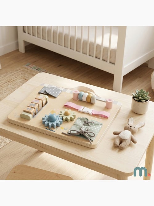 Tableau busy board bois ferme 30x24cm 6 activites engrenages poignee mamabrum - Kiabi Tableau busy board bois ferme 30x24cm 6 activites engrenages poignee mamabrum - Kiabi