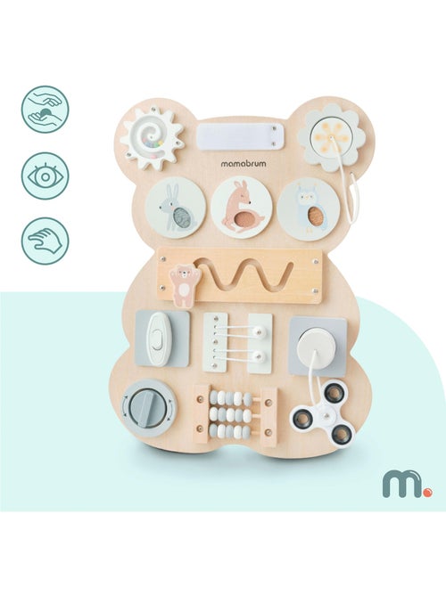 Tableau de manipulation bois ourson montessori teddy board mamabrum - Kiabi