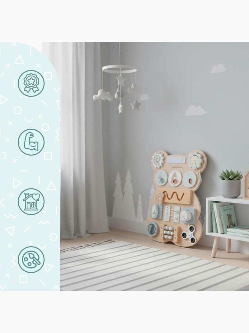 Tableau de manipulation bois ourson montessori teddy board mamabrum N/A - Kiabi