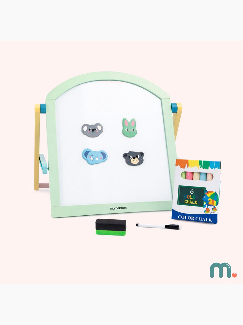 Tableau éducatif en bois double face magnétique et craie mamabrum dès 3 ans N/A - Kiabi