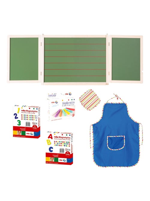 Tableau triptyque 3 faces craie et 2 magnétique avec accessoires ROBA - Kiabi