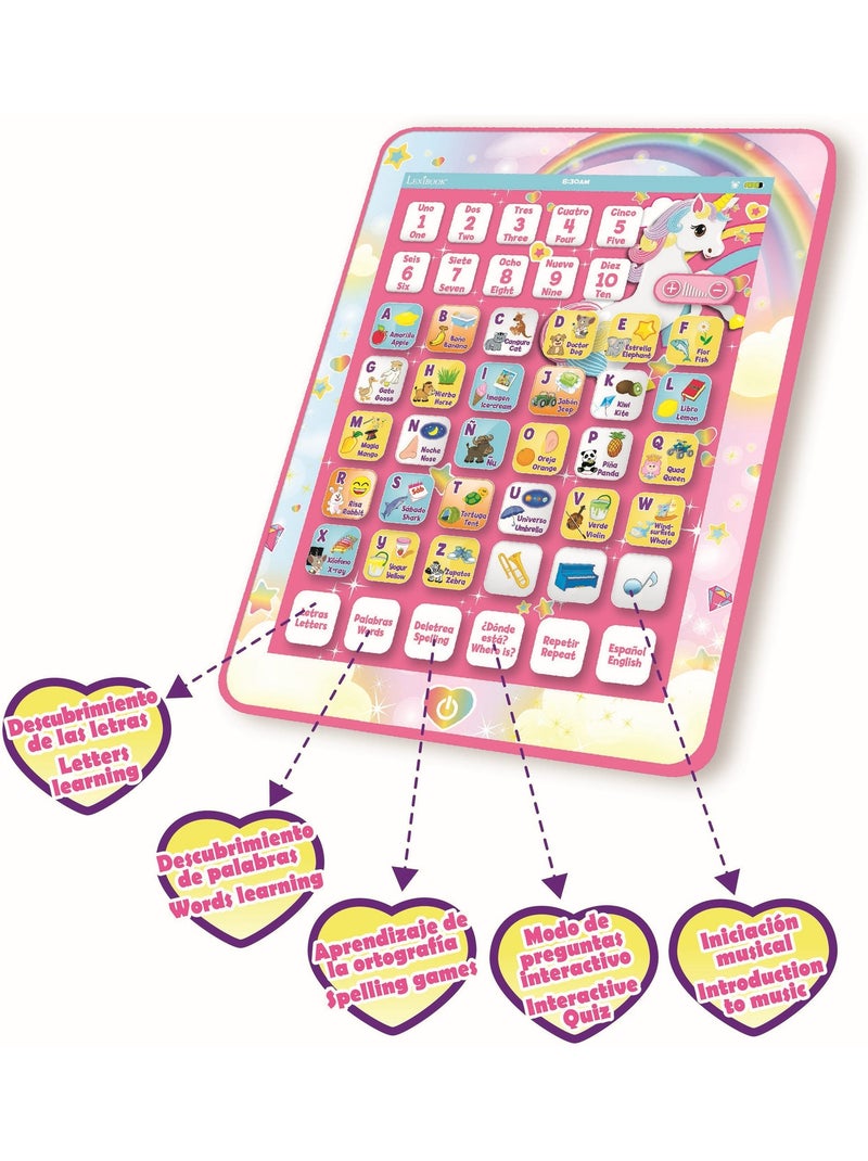 Tablette éducative bilingue licorne en espagnol et en anglais Rose - Kiabi