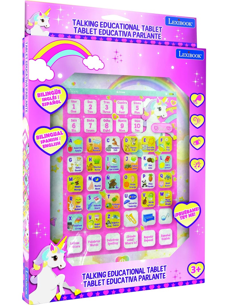Tablette éducative bilingue licorne en espagnol et en anglais Rose - Kiabi