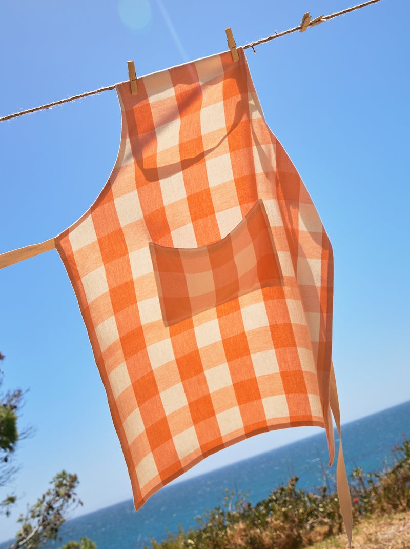 Tablier à carreaux Orange - Kiabi