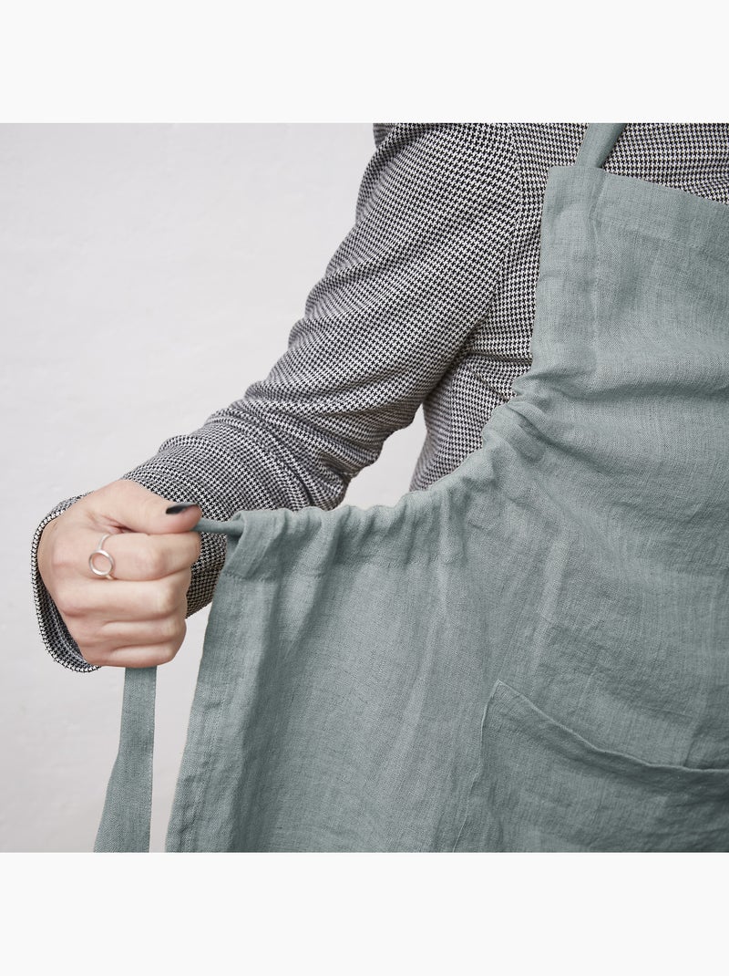 Tablier ajustable – lin lavé français 160 g/m² – soline Bleu - Kiabi