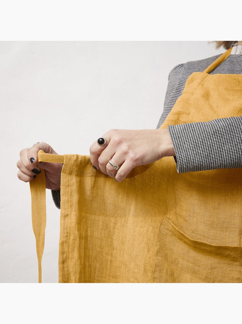 Tablier ajustable – lin lavé français 160 g/m² – soline Jaune - Kiabi