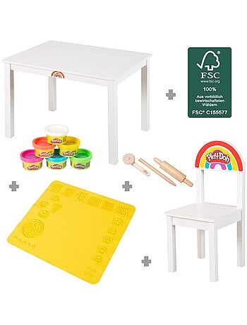 Tafel en stoel + 6 potjes boetseerklei en accessoires Roba x Play-Doh