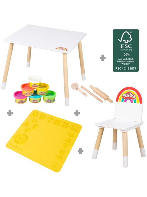 Tafel en stoel + 6 potjes boetseerklei x Play-Doh en accessoires - ROBA - Kiabi Tafel en stoel + 6 potjes boetseerklei x Play-Doh en accessoires - ROBA - Kiabi