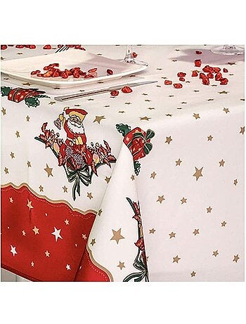 Tafelkleden van polyester kerstman of kerstvrouw promo linge
