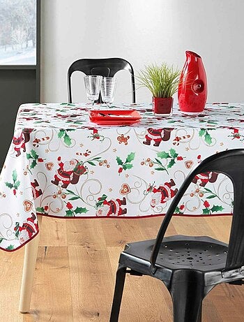 Tafelkleden van polyester père noël blanc promo linge