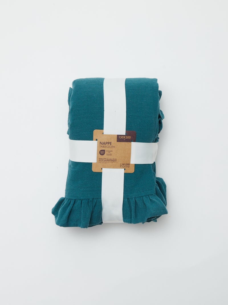 Tafelkleed met franjes (150x300 cm) - Kiabi Home BLAUW - Kiabi