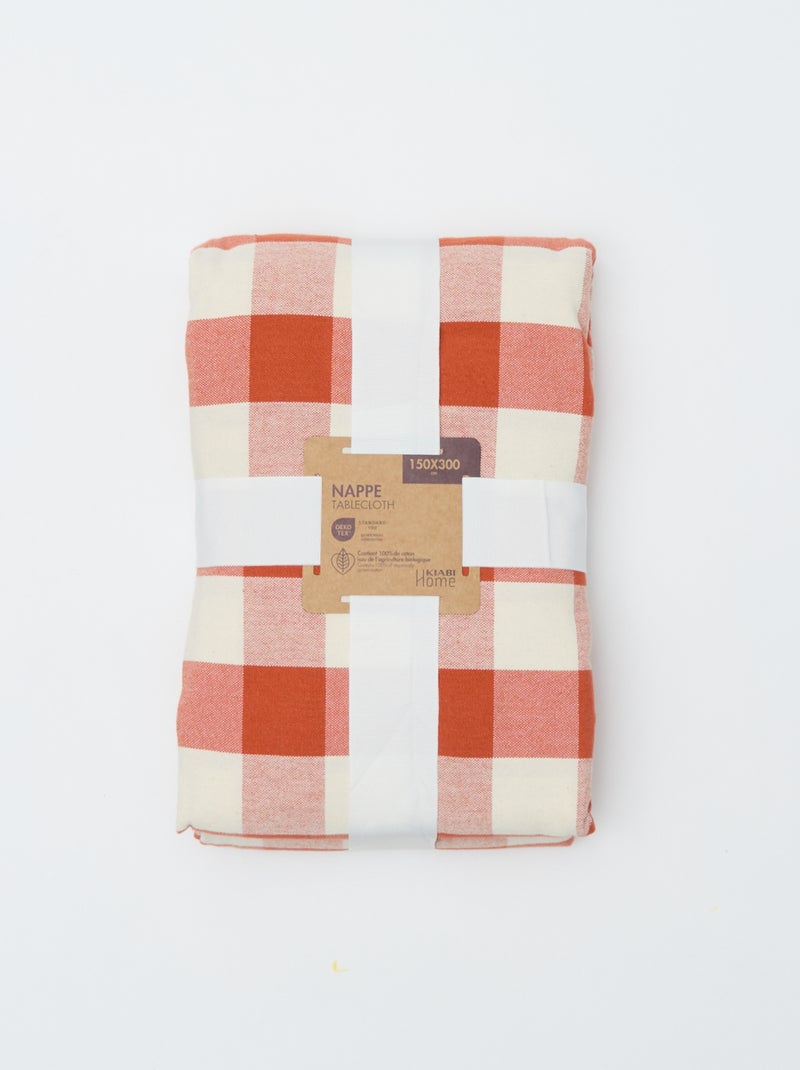 Tafelkleed met ruitjesprint (150x300 cm) - Kiabi Home Oranje - Kiabi