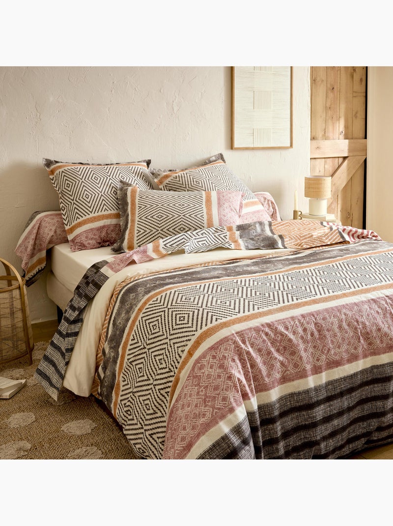 Taie de traversin coton 57 fils motif géométrique Noir - Kiabi