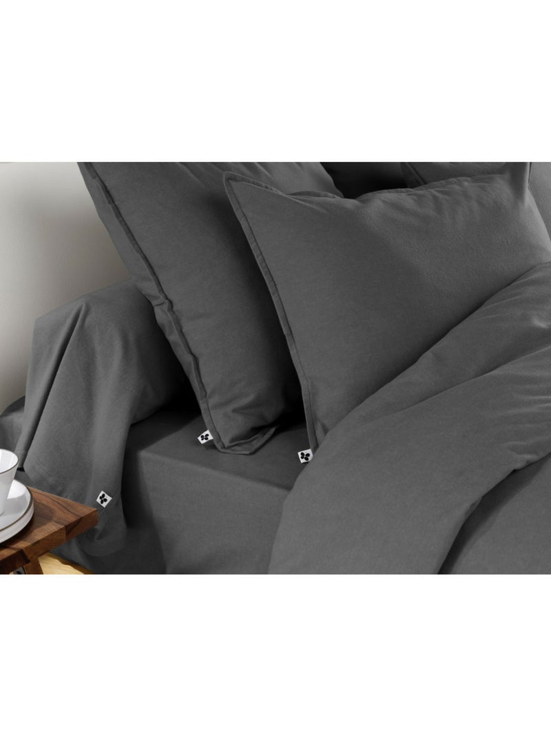 Taie d’oreiller – 100% flanelle de coton - douce et chaude – candice gris anthracite - Kiabi