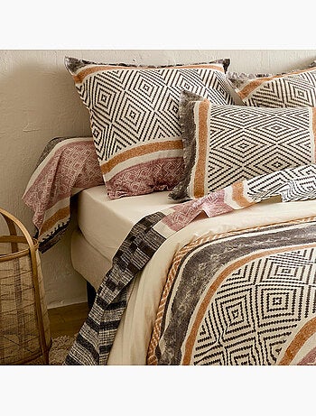 Taie d’oreiller coton 57 fils motif géométrique
