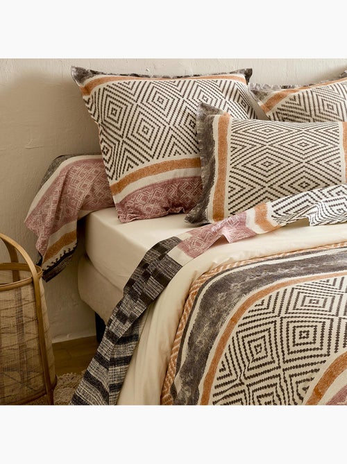 Taie d’oreiller coton 57 fils motif géométrique - Kiabi