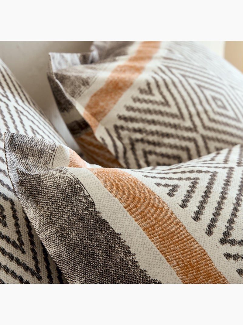 Taie d’oreiller coton 57 fils motif géométrique Noir - Kiabi