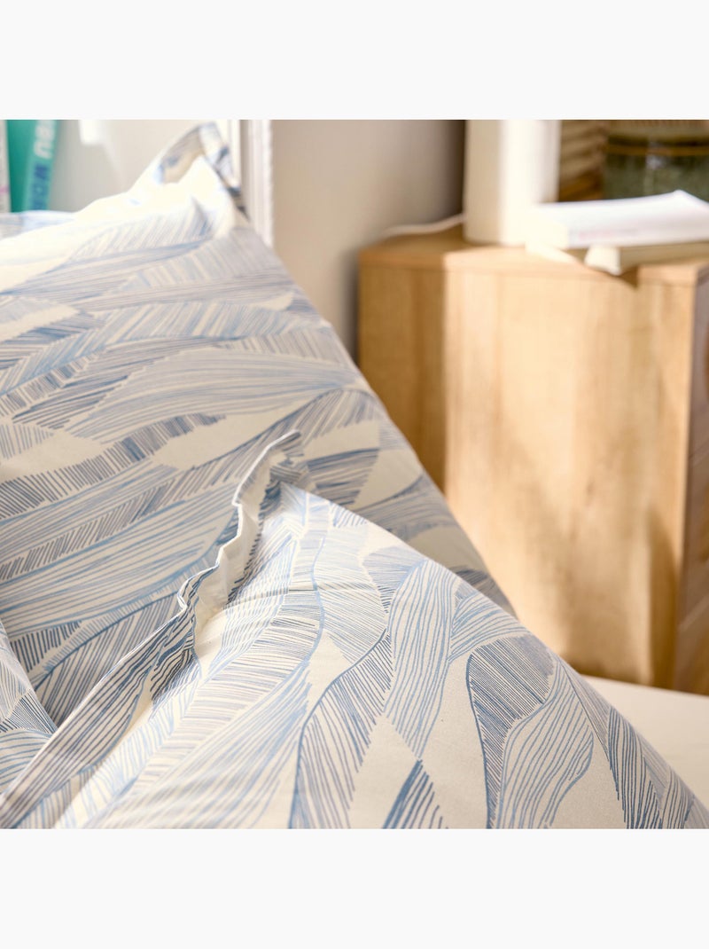 Taie d’oreiller coton 57 fils motif ondulé Bleu - Kiabi
