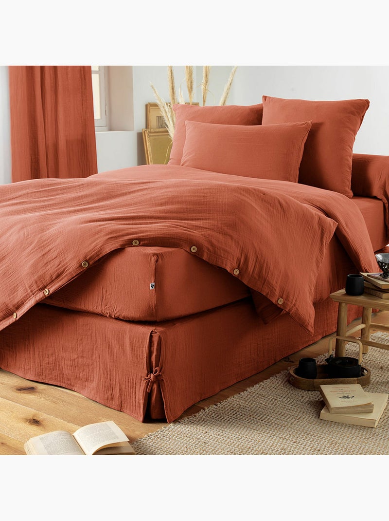 Taie d’oreiller – double gaze de coton – gaïa minuit Terracotta - Kiabi