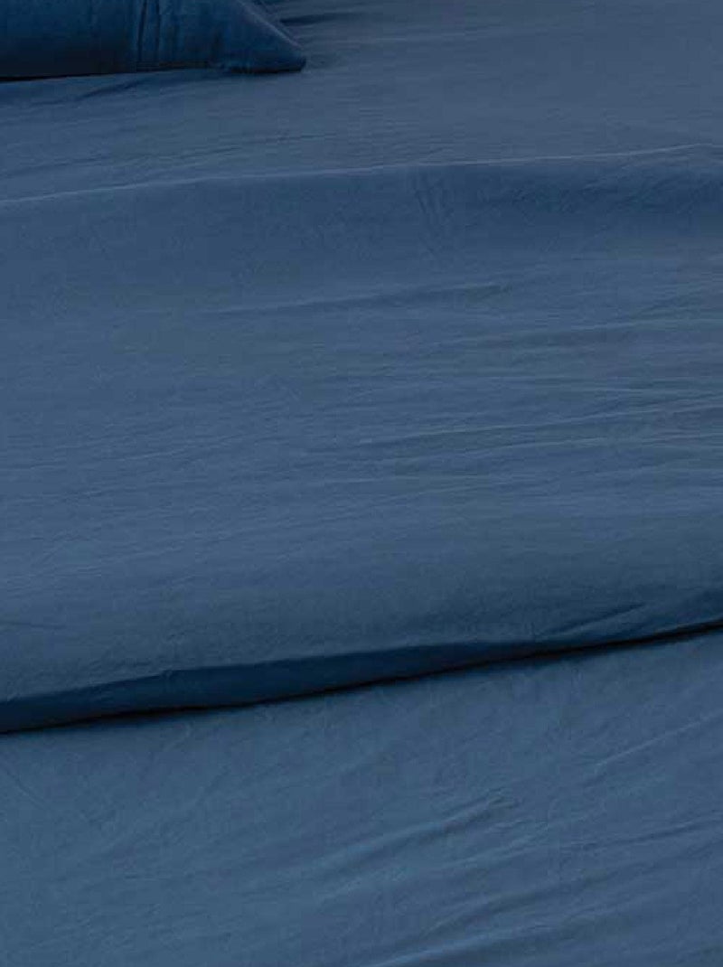 Taie d'oreiller en coton lavé Bleu pétrole - Kiabi