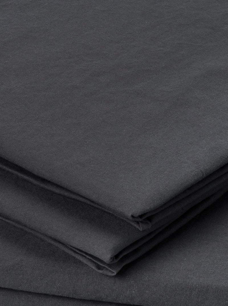 Taie d'oreiller en coton lavé gris anthracite - Kiabi