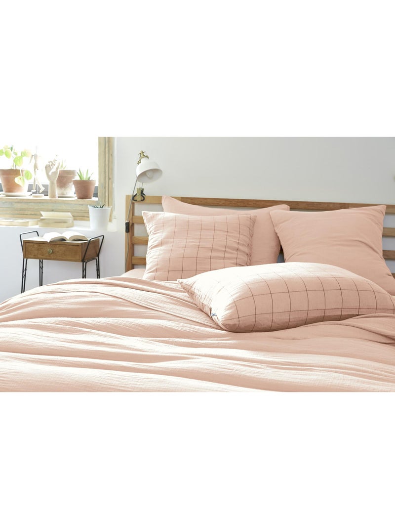 Taie d’oreiller – gaze de coton tissée – gaïa match Rose Guimauve - Kiabi