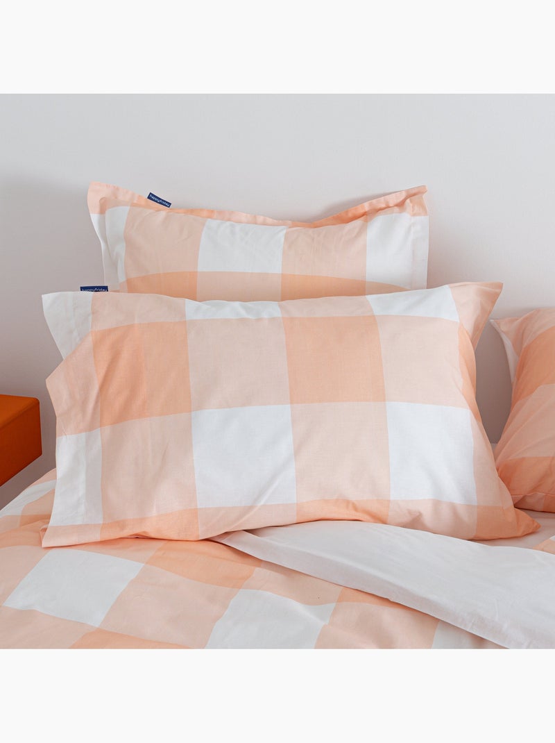 Taie d'oreiller gingham "happyfriday" Peche - Kiabi