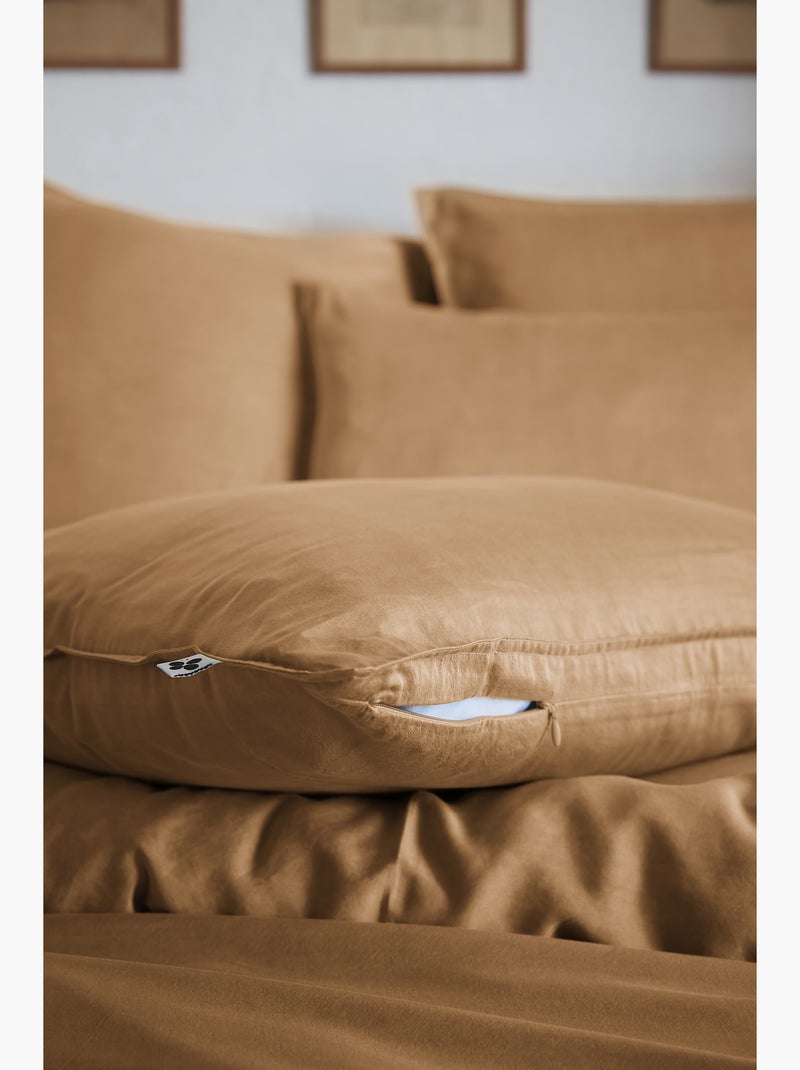 Taie d’oreiller — lyocell uni lysandre — 120 fils - satinée Camel - Kiabi