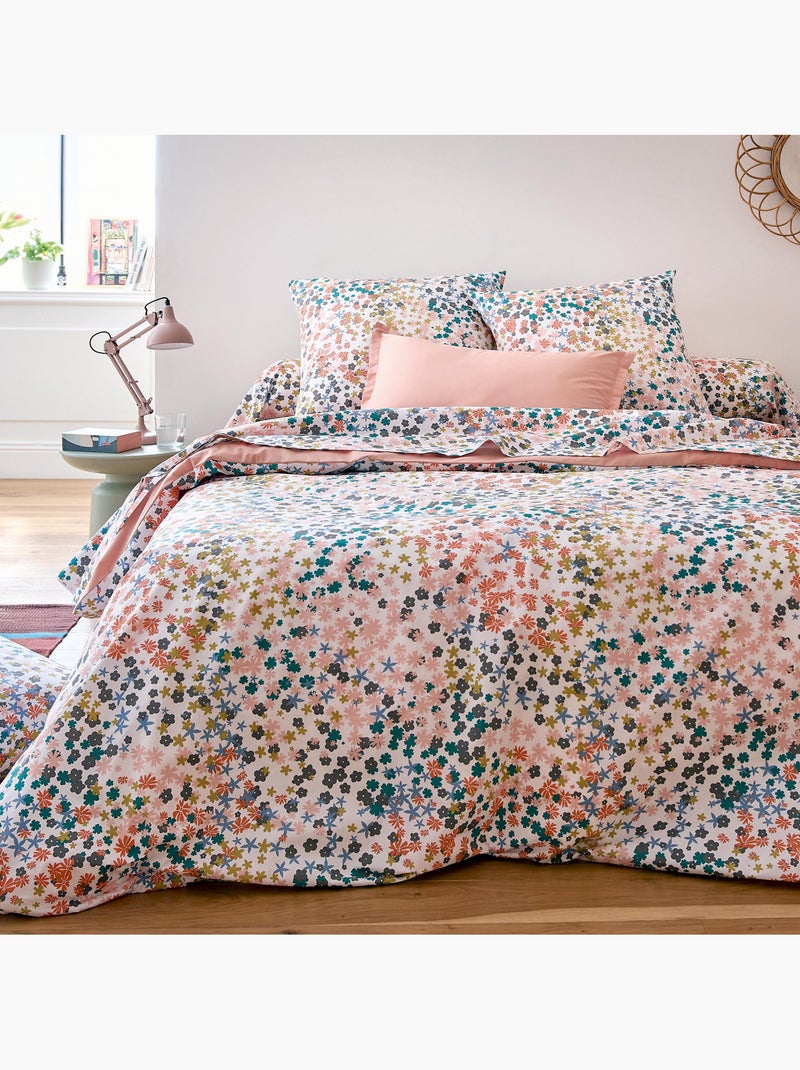 Taie d’oreiller percale de coton 80 fils motif floral Rose - Kiabi
