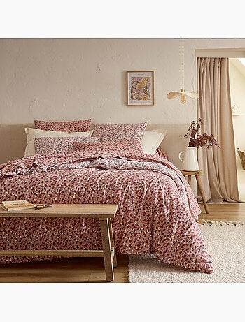 Taie d'oreiller réversible en coton motif floral
