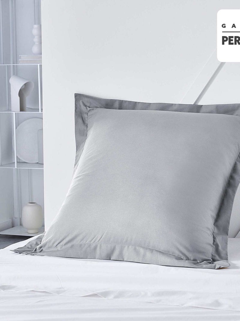 Taie d'oreiller uni en percale de coton Gris - Kiabi