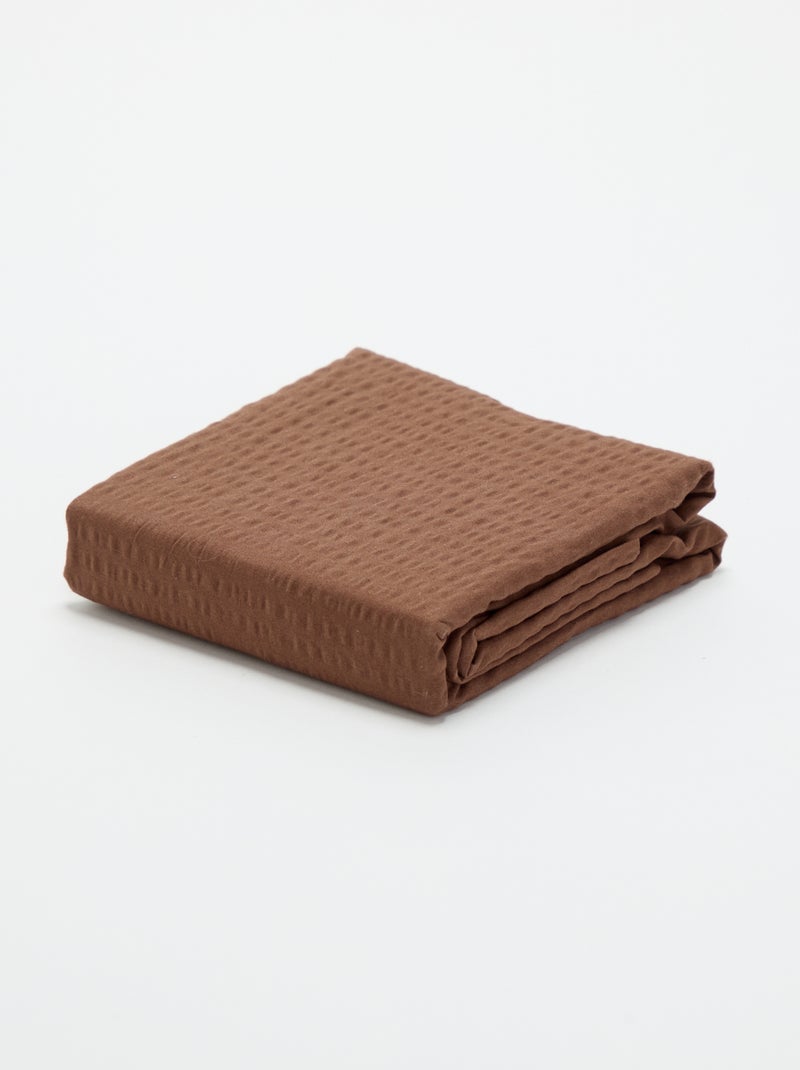 Taie d'oreiller unie - 50 x 70 cm en seersucker Marron - Kiabi