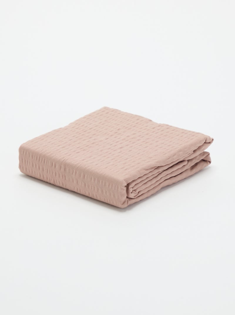 Taie d'oreiller unie - 50 x 70 cm en seersucker Rose - Kiabi