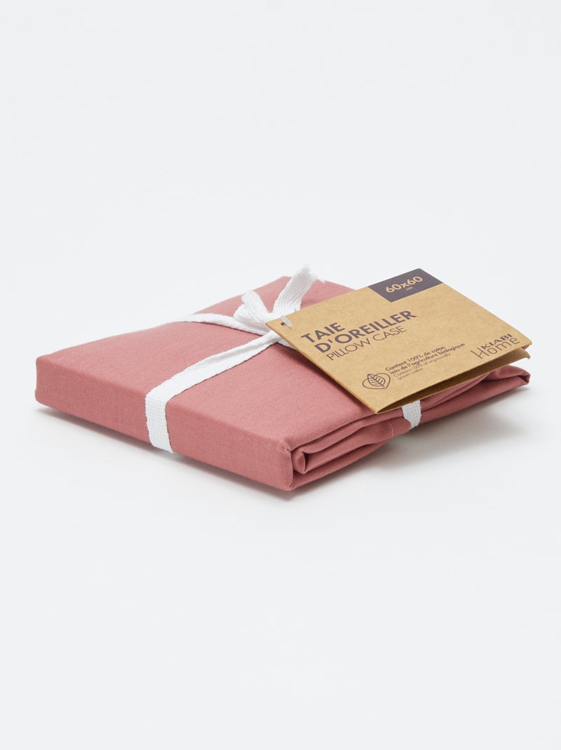 Taie d'oreiller unie 63 x 63 cm en coton Rose - Kiabi