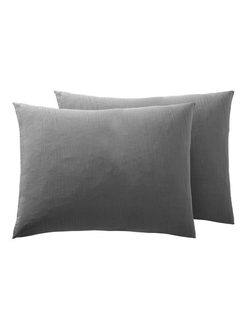Taies d'oreiller coton alia promo linge gris anthracite - Kiabi