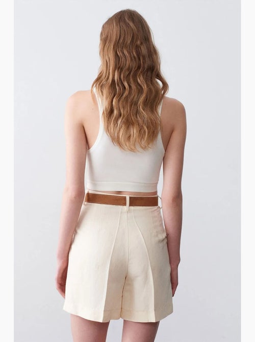 Tailored short met hoge taille en wijde pijp dilvin - Kiabi Tailored short met hoge taille en wijde pijp dilvin - Kiabi