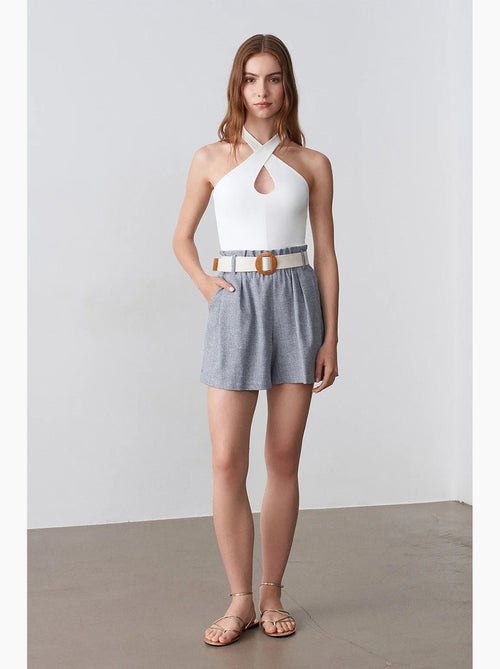 Tailored short met hoge taille en wijde pijp dilvin - Kiabi