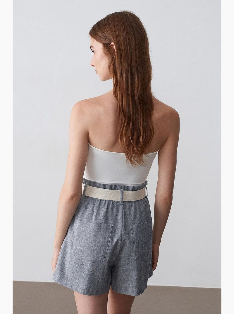 Tailored short met hoge taille en wijde pijp dilvin Grijs - Kiabi