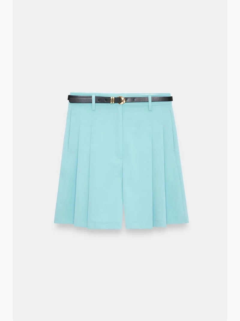 Tailored short met hoge taille en wijde pijp dilvin Hemelsblauw - Kiabi