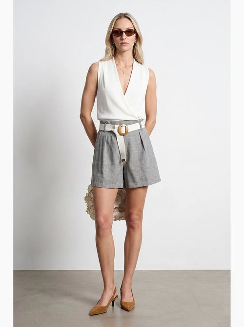 Tailored short met hoge taille en wijde pijp dilvin - Kiabi