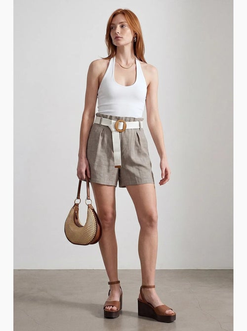 Tailored short met hoge taille en wijde pijp dilvin - Kiabi
