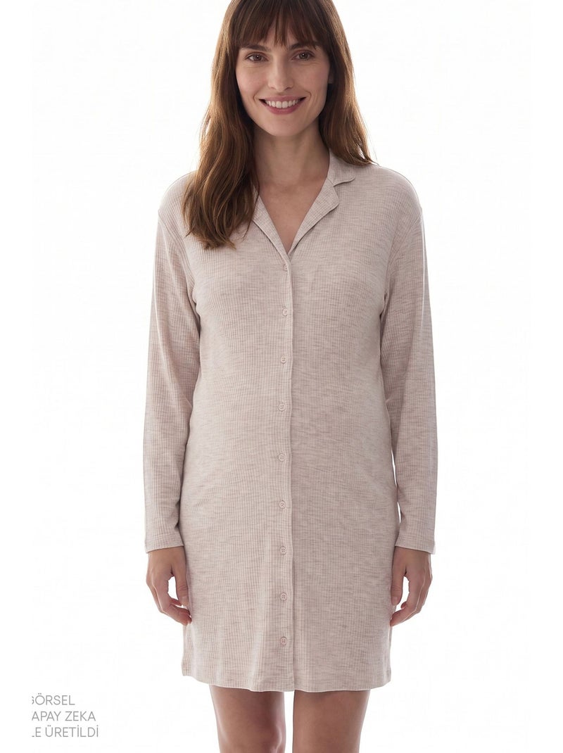 Talia chemise chemise de nuit à manches longues penti Beige naturel - Kiabi