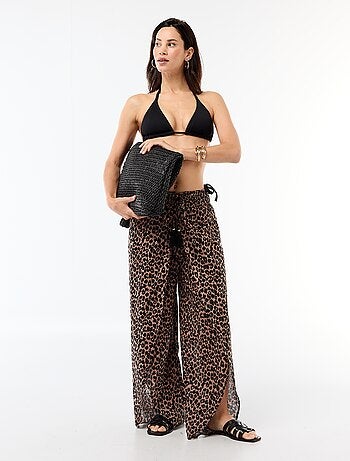 Tanga de bain maille texturée avec liens à nouer