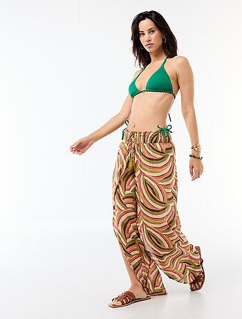 Tanga de bain maille texturée avec liens à nouer