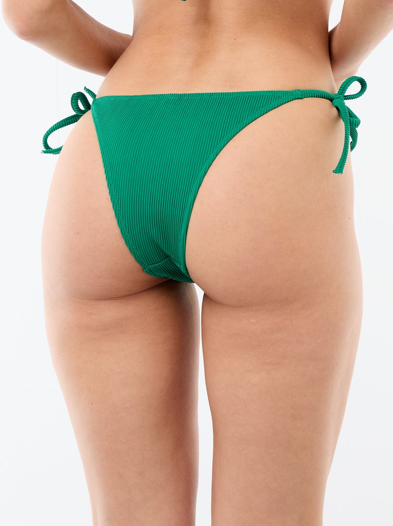Tanga de bain maille texturée avec liens à nouer Vert - Kiabi