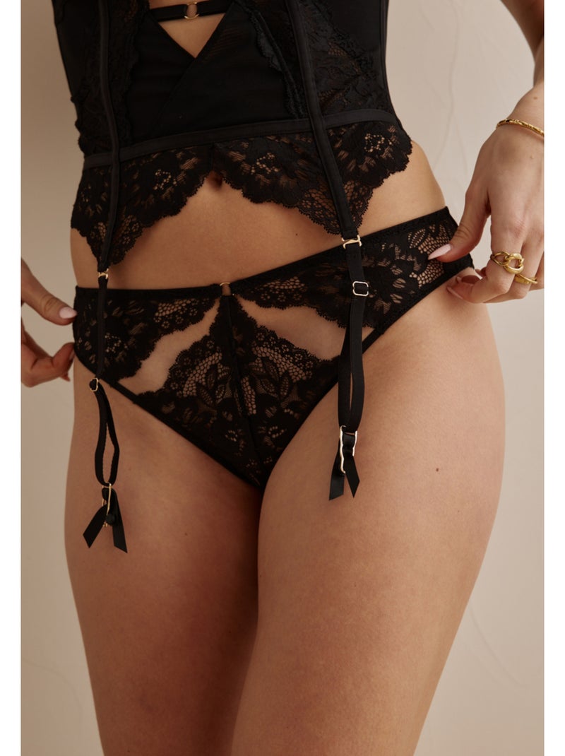 Tanga dentelle Lya Noir - Kiabi