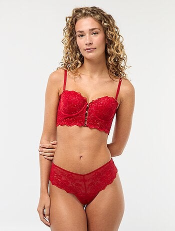 Tanga en dentelle animé de fils dorés