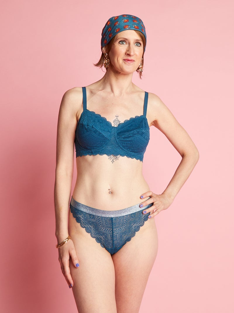 Tanga en dentelle Bleu - Kiabi